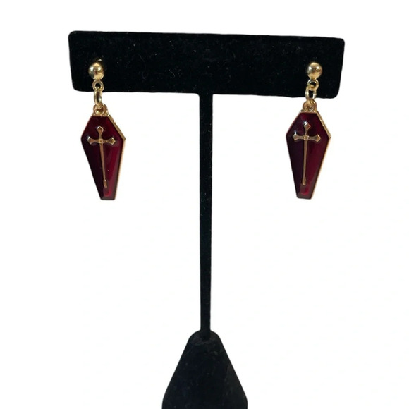 NWT 3 for $20 Ruby Red Coffin Pierced Dangle Earrings “you pick 3” - Picture 1 of 4